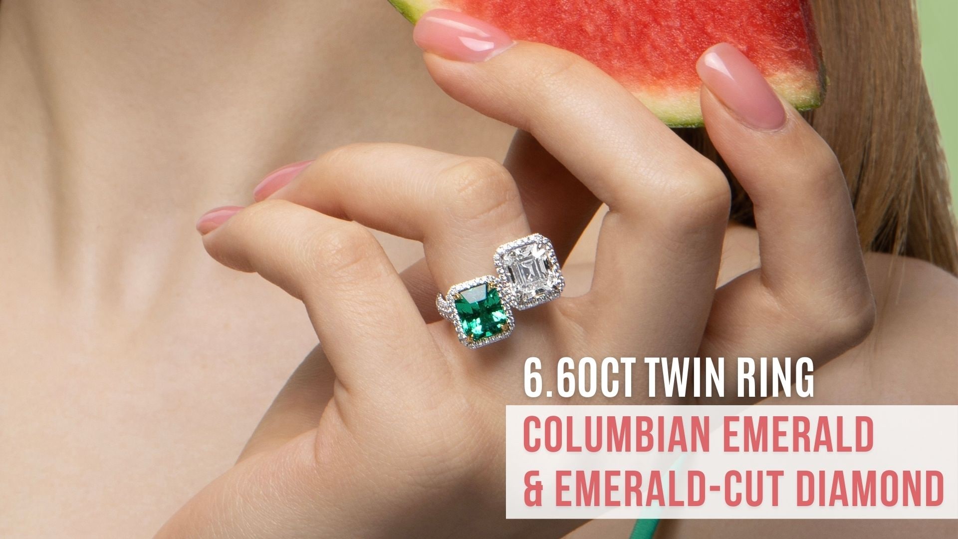 6.60ct Twin Colombian Emerald and Diamond Ring - J354596R